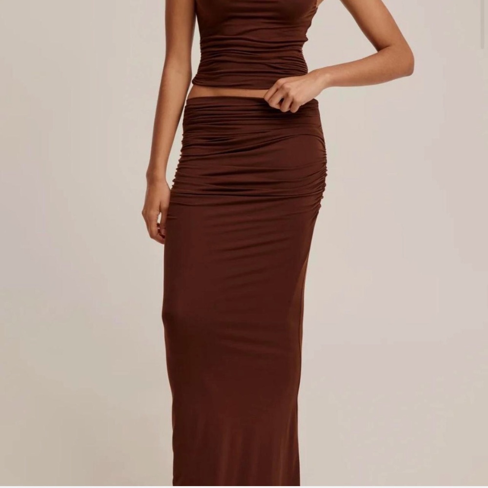 Venroy draped jersey skirt